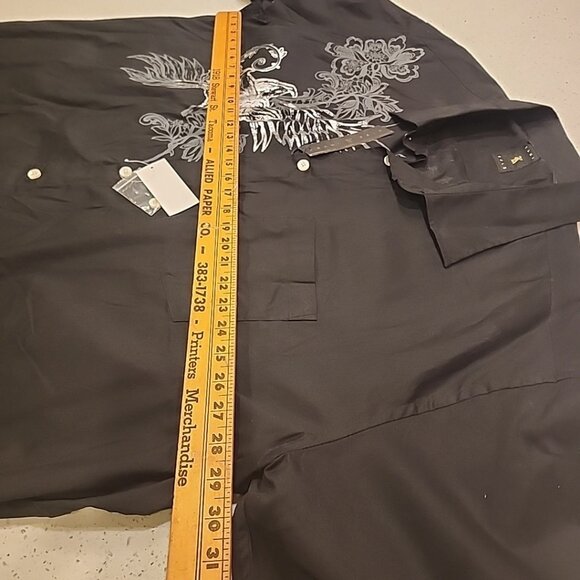 NWT Kani Gold Men's Black Graphic Cross Button Front Shirt 4X Short Sleeve - Picture 10 of 10